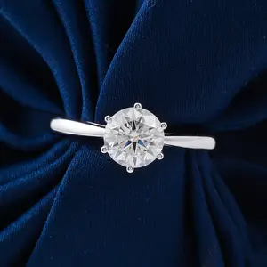 18K White Gold Ring Big Size 7mm VVS Clarity Moissanite Diamond Ring Round Cut Moissanite Lotus Claw Setting