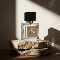 Flacon de parfum carré transparent YC Gold Label avec double capuchon noir, capacité de 10 ml, parfum longue durée, cadeau