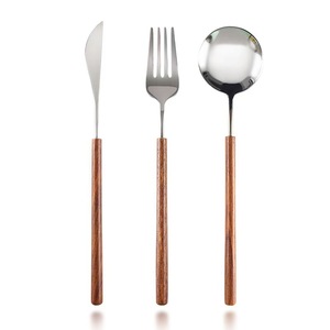 Rosewood Handle Stainless Steel Knife <b>Fork</b> <b>Spoon</b> <b>Set</b> For Western Dining Catering - Product Image 5