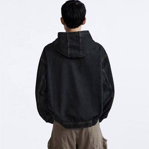 Sweat à capuche en jean surdimensionné de haute qualité pour hommes Fabrication de vêtements à capuche en jean - Product Image 4
