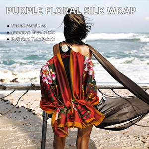 Mistyler Nouveaux foulards en polyester doux et fins imprimés de fleurs violettes 180*90CM respirants pour femmes, idéaux pour les voyages d'été - Product Image 2