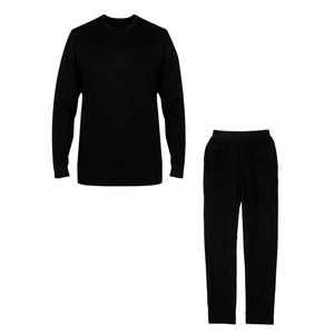 Men <b>Black</b> <b>Tracksuit</b> Crew Neck Long Sleeve Solid Color Polyester Quick Dry Casual Autumn Regular Fit Reflective Stripe Front - Product Image 1