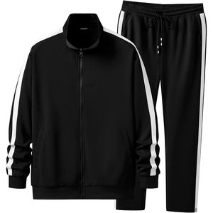 Men's Track Suit 2 Piece Full Zip Sweatshirt And <b>Joggers</b> Sporty Breathable Outfit Set For Adults - Product Image 5