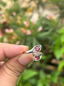 100% Natural Genuine Mozambique <b>Garnet</b> Sterling <b>Silver</b> <b>Ring</b> - January Birthstone Everyday Jewelry Gift for Her - Product Image 5