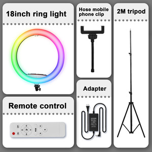 ไฟวงแหวน RGB ขนาด 18 นิ้ว ไฟ LED สำหรับเซลฟี่ ไลฟ์สด วิดีโอบล็อก ใช้ส่วนตัว พร้อมรีโมทคอนโทรล เปลี่ยนสีได้ - Product Image 2