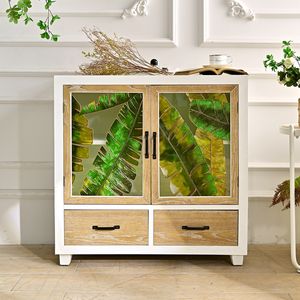 Aparador de Madera Hecho a Mano INNOVA con Cajones de Almacenamiento, Puertas de Vidrio, Mueble de Gran Capacidad para el Hogar, Estilo Taller - Product Image 1