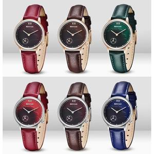 Reloj de Pulsera para Mujer, Diseño Simple, Correa de Cuero Genuino, Cuarzo, Color Rojo, Envío Directo - Product Image 6