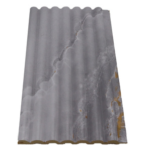 Panel de pared sólido de PVC de hoja de mármol ondulado de precio <span class=keywords><strong>barato</strong></span> fácil de instalar panel de pared WPC de grano de madera 3D para decoración de restaurante - Product Image 1