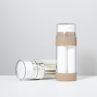 Flacon de sérum sans air de luxe à double tube 15ml+15ml, emballage cosmétique en plastique PET/ABS, pot pompe sans air 30ml pour crème contour des yeux
