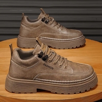Chaussures en cuir à plateforme épaisse pour hommes, décontractées, à lacets, semelle antidérapante, mode, usage quotidien, chaussures de marche pour hommes d'affaires