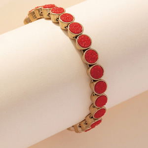 European Style Open Magnetic <b>Bracelet</b> <b>Red</b> Druzy Inlay Zinc Alloy Unisex Jewelry Fashion Charm <b>Bracelet</b> - Product Image 1