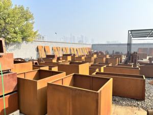 Outdoor Home Decor Raised <b>Rectangle</b> Garden <b>Planters</b> Metallic Series Corten Steel Eco-Friendly Durable and Stylish Wall/Hanging - Product Image 5