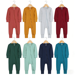 Combinaison Bébé Respirante <span class=keywords><strong>en</strong></span> Fibre de Bambou Été 2026 à Manches Longues avec Double Fermeture Éclair pour Nouveau-né 60-90cm - Product Image 1