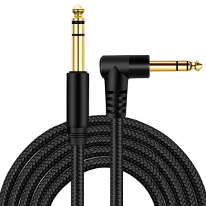 Aangepaste 90 Graden Kabel 6.35Mm 1/4 Trs Gebalanceerde Stereo Aux Audio Kabel 6.35Mm Mannelijke Naar Mannelijke Kabel Leveranciers Voor Elektrische Gitaar