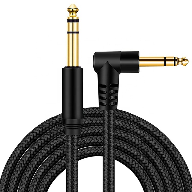 Custom 90 Degree Cable 6.35MM 1/4 TRS Balanced Stereo Aux Audio Cable 6.35MM Male to Male Cable Suppliers for Electric Guitar