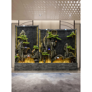 Fuente de cascada para exteriores, fuente de Feng Shui, fuente de pared de fibra de vidrio con luz, cortina de agua grande con rocalla - Product Image 5