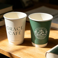 Duurzame, op maat bedrukte papieren bekers met dubbele wand (8oz, 12oz, 16oz) met deksel voor warme en koude koffie, thee, sap en meeneemmaaltijden.