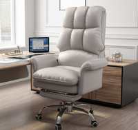 Chaise de bureau confortable en cuir de haute qualité, blanche, réglable en hauteur, ergonomique, avec dossier inclinable, prix d'échantillon, pour le bureau à domicile