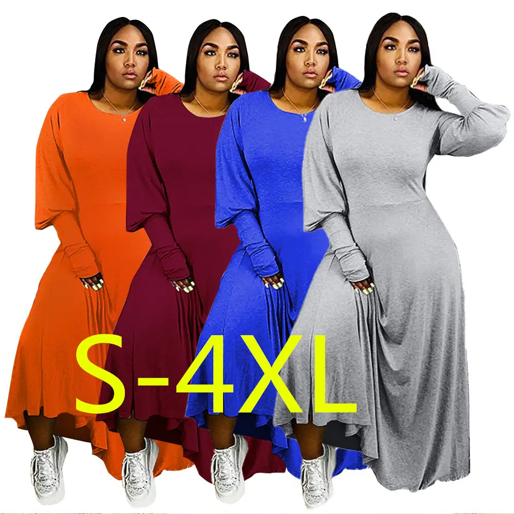 2022 Spring/Fall Woman Dress Puff Sleeves Hot Sale Fashion Cheap Solid Maxi Long African Dresses Women Casual