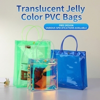 Sac à main en PVC transparent bleu-vert dégradé, directement de l'usine, personnalisable avec logo et poignée.