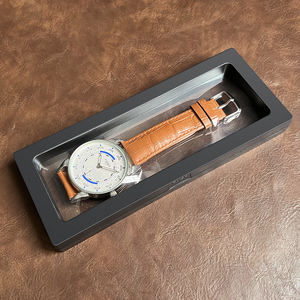 Kotak kemasan <span class=keywords><strong>film</strong></span> PE mewah grosir pabrik kotak hadiah jam tangan tampilan plastik kualitas transparan hitam - Product Image 3