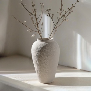 Vaso in Ceramica Fatto a Mano Qianrui, Stile Semi Wabi-Sabi con Motivo a Pietra Texturizzata, Vaso di Alta Gamma <span class=keywords><strong>per</strong></span> Composizioni Floreali da Tavolo in Soggiorno - Product Image 4