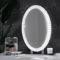 Miroir de maquillage LED en promotion, miroir de vanité diamanté, miroir de maquillage lumineux en cristal pour salle de bain