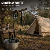 Douche électrique portable intelligente améliorée avec affichage numérique de la température de l'eau, batterie 9000 mAh, Type-C, pompe de douche de camping IPX7 pour extérieur