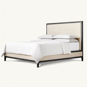 Cama Doble de Plataforma con Estructura de Madera de Roble Macizo, Diseño Francés Moderno y Cómodo, Tapizada en Tela, con Cabecera Suave, Fabricación Personalizada de Fábrica - Product Image 4