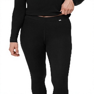 Women High Waist <b>Black</b> <b>Leggings</b> Slim Fit Knitted Spandex Cotton Winter Casual Solid Color Breathable Full Length Pants - Product Image 1