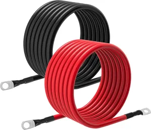 Red And Black Ground Cable High Current Car Battery Cable Pressed Ring Terminal Solar Cable