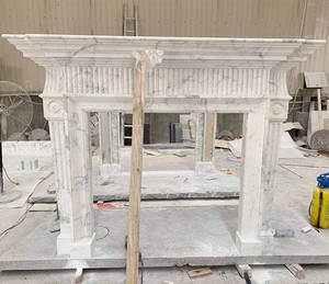 精炼石材供应雕刻壁炉天然米拉斯丁香大理石电动壁炉架独立式安装 - Product Image 4