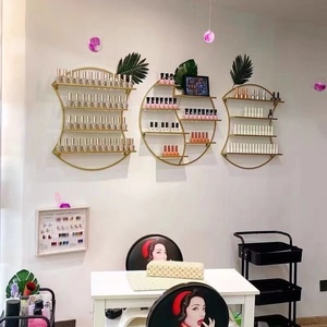 Étagère murale pour salon de manucure, support mural en fer pour vernis à ongles, présentoir doré pour vernis à ongles - Product Image 2