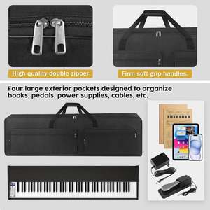 Étui pour clavier 49 touches, sac de transport pour clavier avec sangles réglables et 6 poches pour accessoires de clavier, échantillon gratuit - Product Image 5