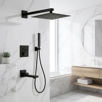 Ensemble de robinets de douche en acier inoxydable pour salle de bain, montage mural, avec eau froide et chaude, kit de robinetterie de douche carrée