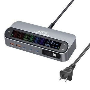 Estación <span class=keywords><strong>de</strong></span> Carga GaN <span class=keywords><strong>de</strong></span> 470W con 6 Puertos, Cargador <span class=keywords><strong>de</strong></span> Escritorio con Pantalla Digital y Cable Retráctil Integrado para Teléfonos/Tabletas/Laptops - Product Image 3