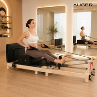 Machine de Pilates Reformer professionnelle AUGER avec cadre en bois massif, ressorts, cordes et système de poulies