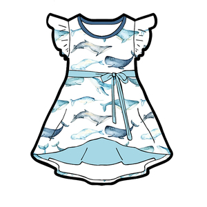 Vestido de Niña con Mangas con Volantes en Tela de Seda Láctea, Vestido Infantil Estampado con Lazo en la Cintura, Vestido de Verano Personalizado OEM ODM para Niñas - Product Image 5