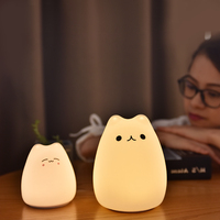 Veilleuse enfants filles chevet chat enfant en bas âge bébé chat veilleuse avec capteur tactile pour les enfants
