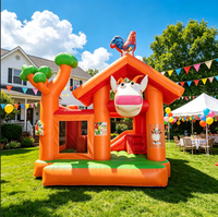 Château gonflable Animal Farm, château de saut à thème ferme orange avec toboggan, maison de jeu gonflable pour fête