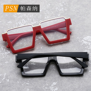 Gafas Ópticas Psn Square Metal Half Rim con Lentes de Policarbonato Negras Extra Anchas Unisex 2024 - Product Image 2