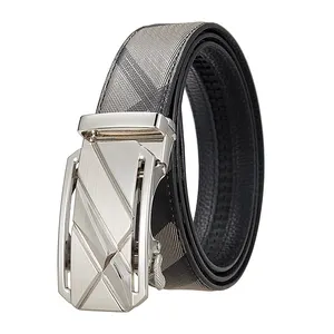 Ceinture en cuir véritable d'affaires de luxe pour hommes avec boucle en alliage automatique de haute qualité