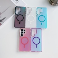 Coque de téléphone transparente à changement de couleur dégradé pour Samsung Galaxy S26 S23 Ultra S25 Edge S24 FE, compatible avec la recharge sans fil, coque magnétique