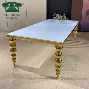 Table de salle à manger en MDF blanc avec cadre en acier inoxydable pour événement de mariage - Product Image 2