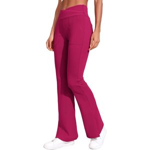 FOXA Women's High Waist <b>Flare</b> Legging Tummy Control Yoga Pants With Pockets Spandex Nylon Material - Product Image 1