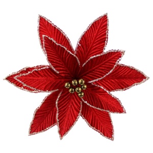 Tige de fleurs pointus en tissu classique, 1 pièce, avec paillettes, pour décoration d'arbre de noël, vente en gros #81039 - Product Image 1