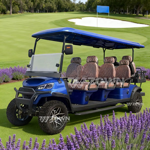 Carrito de Golf Premium Azul con Múltiples Asientos, Techo Impermeable Extra Grande, Cojines Confortables, Vehículo de Transporte para Clubes Campestres - Product Image 1