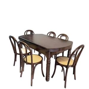 American Country Style Solid Wood <b>Dining</b> <b>Table</b> <b>Set</b> 6 Piece <b>Extendable</b> Foldable <b>Round</b> <b>Dining</b> Room Furniture - Product Image 5