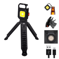 EDC Mini lampe de poche COB portable 500 lumens multifonction 4 modes d'éclairage Porte-clés de poche en alliage d'aluminium Bouteille lumineuse rechargeable
