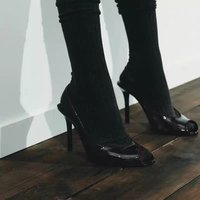 ZA2026 Escarpins polyvalents pour femme en cuir verni respirant, marron foncé, à bout pointu et ouvert, à talon aiguille, idéaux pour les soirées estivales